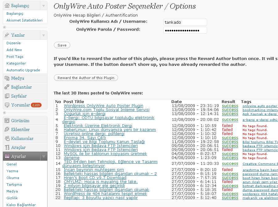 WP OnlyWire Auto Poster screen shot