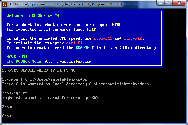 Eski 16bit (Real-Mode) MS-DOS programlarını çalıştırın