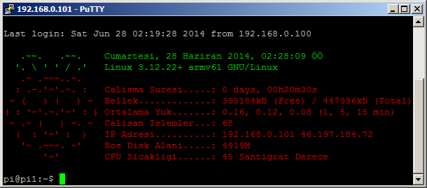 Raspberry Pi (Raspbian Linux) SSH karşılama ekranı oluşturmak