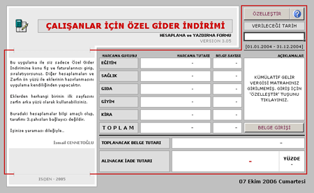 Çalışanlar için vergi iade formu & 2006-2007 çalışma takvimi