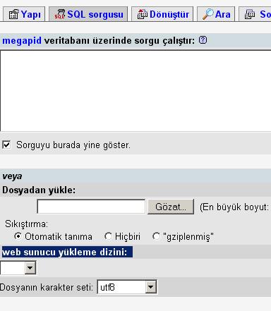 Problem: PhpMyAdmin ile veri yükleme