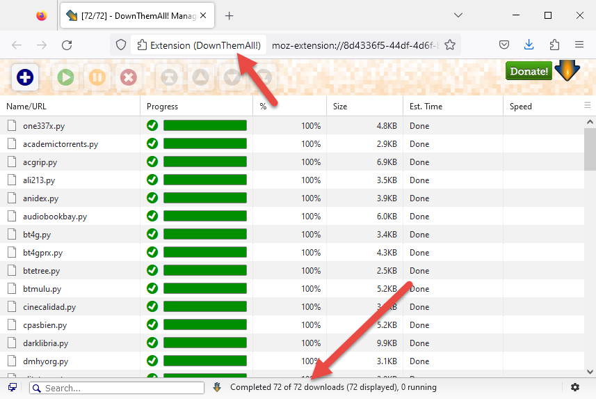 Firefox Down Them All eklentisi